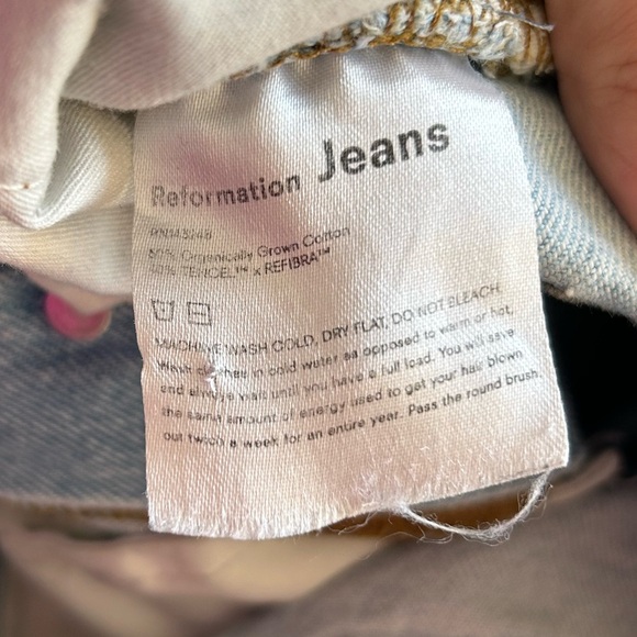 REFORMATION Tahoe Distressed Hem, Ankle Length Jeans with Button Up Fly - Picture 8 of 10